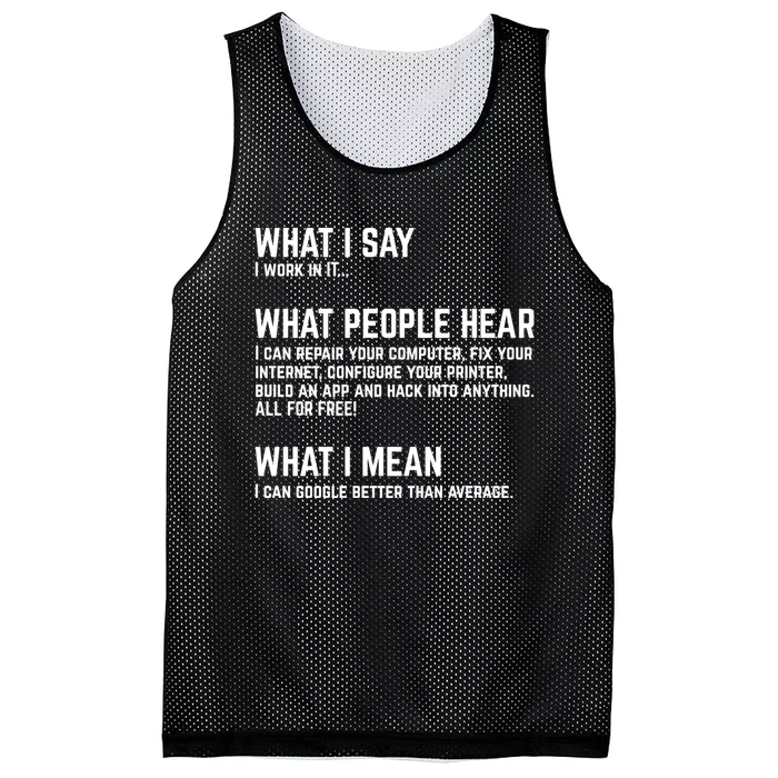 I Work In It... Funny Computer Mesh Reversible Basketball Jersey Tank