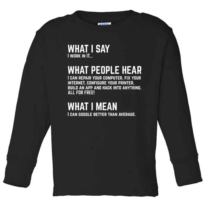 I Work In It... Funny Computer Toddler Long Sleeve Shirt