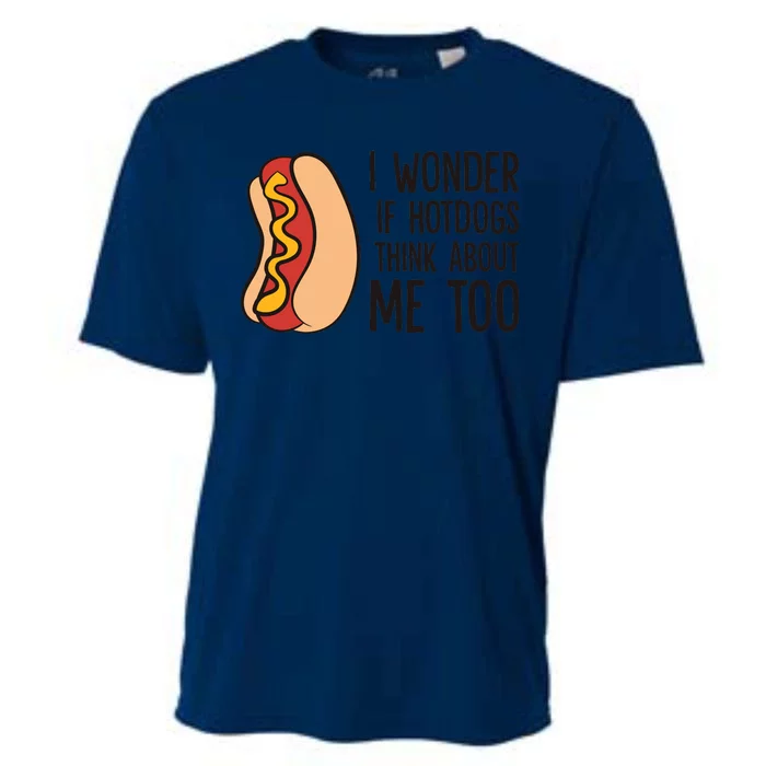 I Wonder If Hotdogs Think About Me Too Funny Hot Dog Cooling Performance Crew T-Shirt