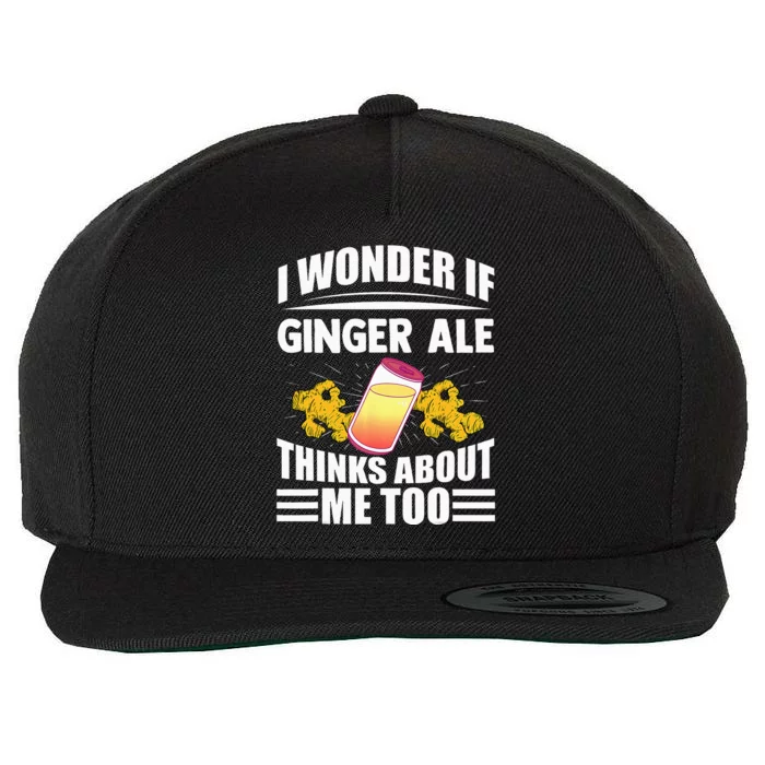 I Wonder If Ginger Ale Thinks About Me Too Funny Sayings Wool Snapback Cap