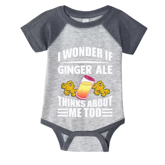 I Wonder If Ginger Ale Thinks About Me Too Funny Sayings Infant Baby Jersey Bodysuit