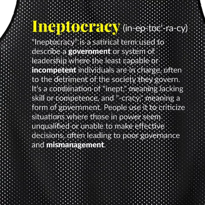 Ineptocracy Where Incompetence Is King Mesh Reversible Basketball Jersey Tank