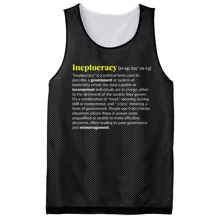 Ineptocracy Where Incompetence Is King Mesh Reversible Basketball Jersey Tank