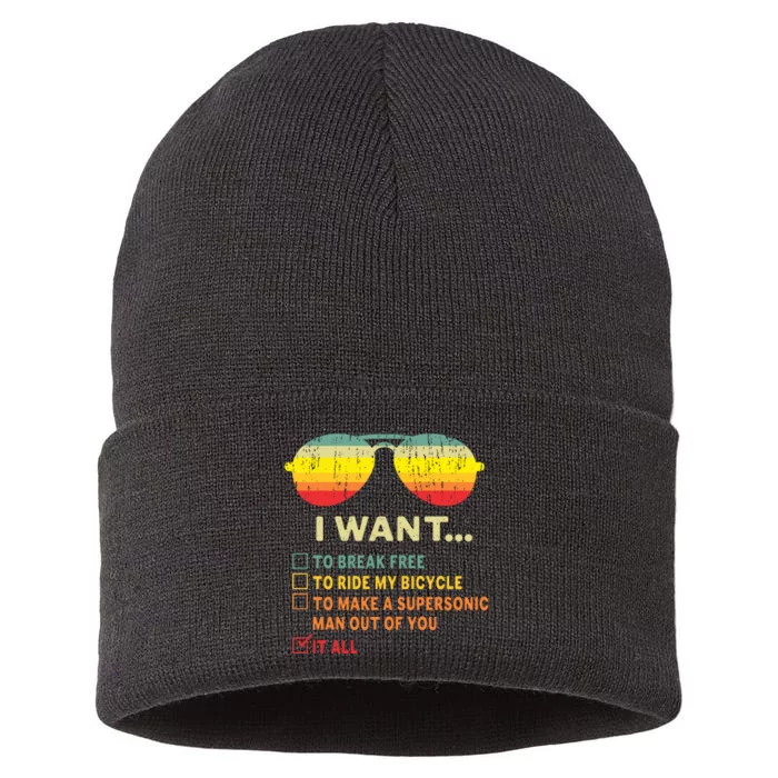 I Want It All To Break Free Ride My Bicycle Funny Sustainable Knit Beanie