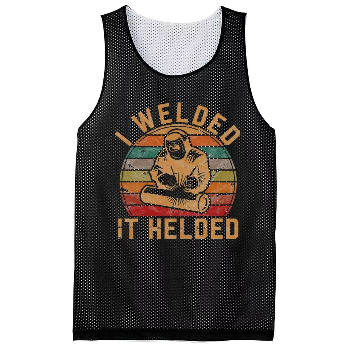 I Welded It Helded Welder Gift Fun Retro Welding Silhouette Mesh Reversible Basketball Jersey Tank