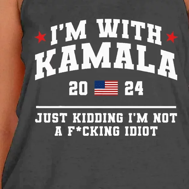 IM With Kamala Just Kidding Vote Donald Trump 2024 Women's Knotted Racerback Tank