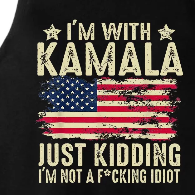 IM With Kamala Just Kidding Not Idiot Ladies Tri-Blend Wicking Tank