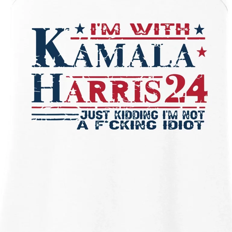 Im With Kamala Just Kidding Not Idiot Retro Election 2024 Ladies Essential Tank