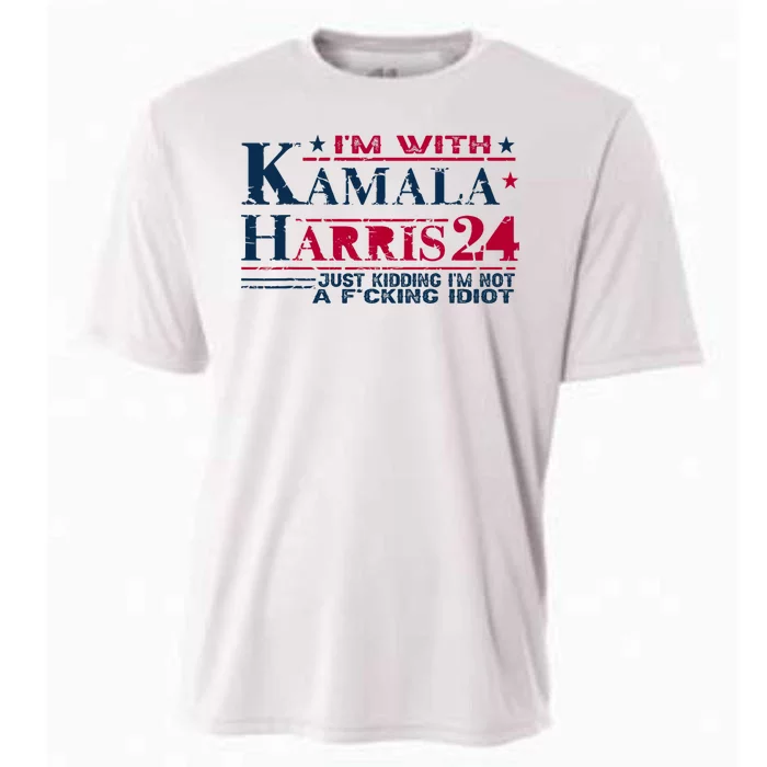 IM With Kamala Just Kidding Not Idiot Retro Election 2024 Cooling Performance Crew T-Shirt