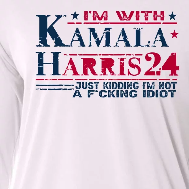 IM With Kamala Just Kidding Not Idiot Retro Election 2024 Cooling Performance Long Sleeve Crew