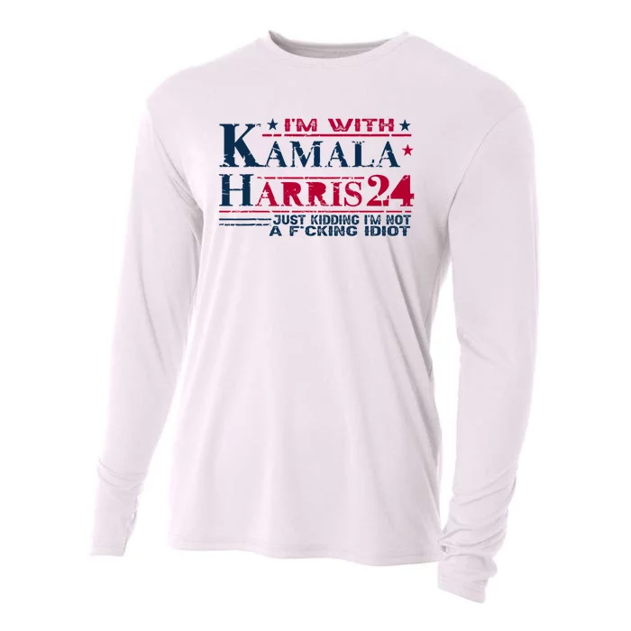 IM With Kamala Just Kidding Not Idiot Retro Election 2024 Cooling Performance Long Sleeve Crew