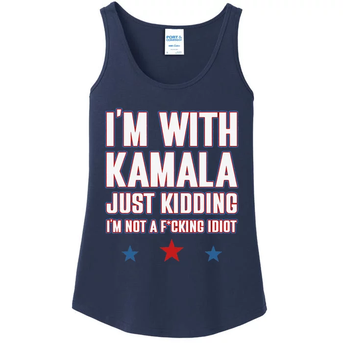 IM With Kamala Just Kidding Not Idiot Retro Election 2024 Gift Ladies Essential Tank