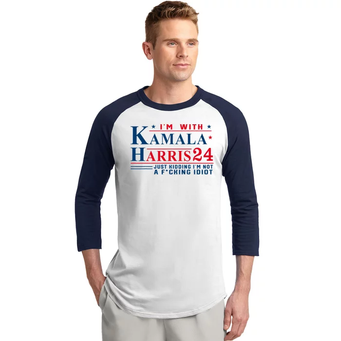 I’M With Kamala Harris 24 Just Kidding I’M Not A Fking Baseball Sleeve Shirt