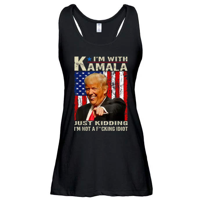 IM With Kamala Just Kidding IM Not A Fucking Idiot Ladies Essential Flowy Tank