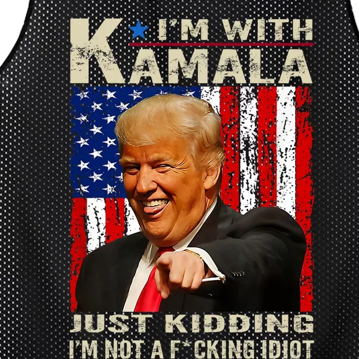 IM With Kamala Just Kidding IM Not A Fucking Idiot Mesh Reversible Basketball Jersey Tank