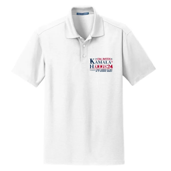 IM With Kamala Just Kidding Not Idiot Retro Election 2024 Dry Zone Grid Performance Polo