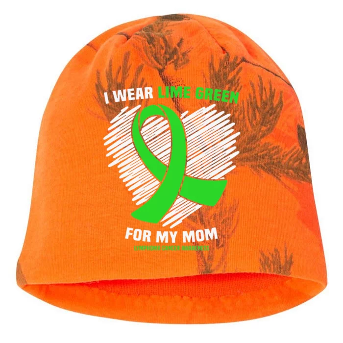 I Wear Lime Green For My Mom Lymphoma Cancer Awareness Kati - Camo Knit Beanie