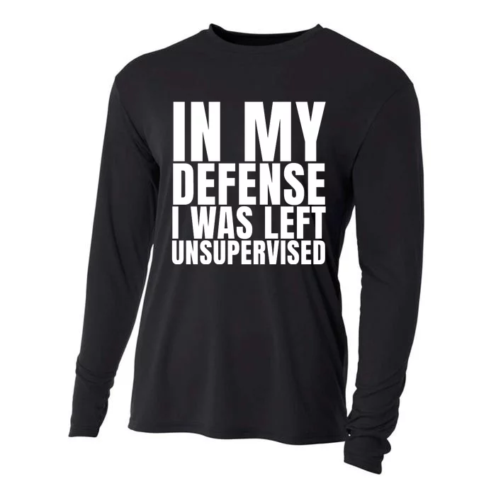 I Was Left Unsupervised White And Black Text Cooling Performance Long Sleeve Crew