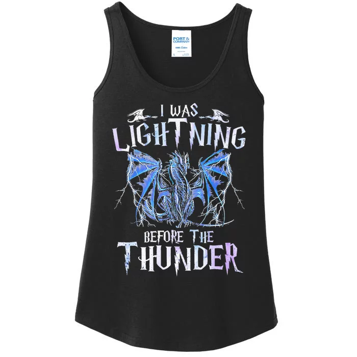 I Was Lightnings Before The Thunder Dragons Ladies Essential Tank