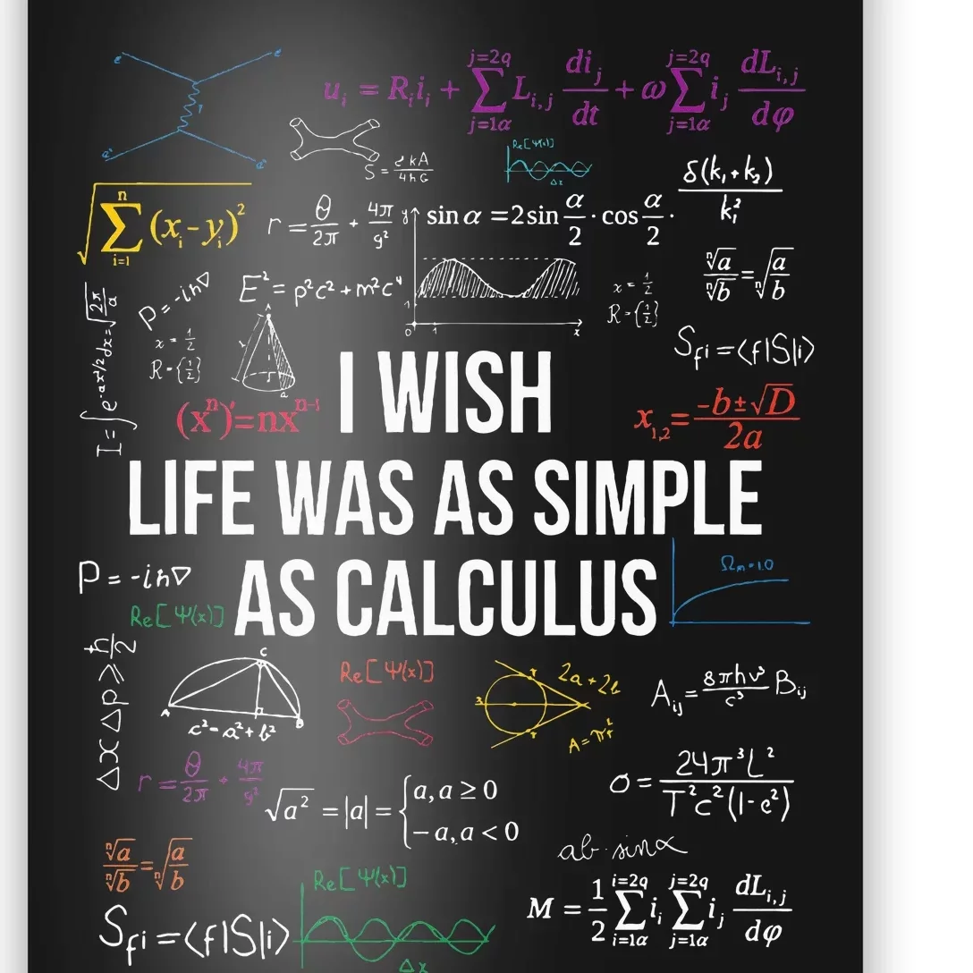 I Wish Life Was As Simple As Calculus Funny Math Lover Gift Poster