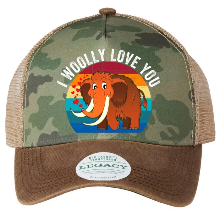 I Woolly Love You Funny Woolly Mammoth Retro Sunset Vintage Prehistoric Animal Legacy Tie Dye Trucker Hat