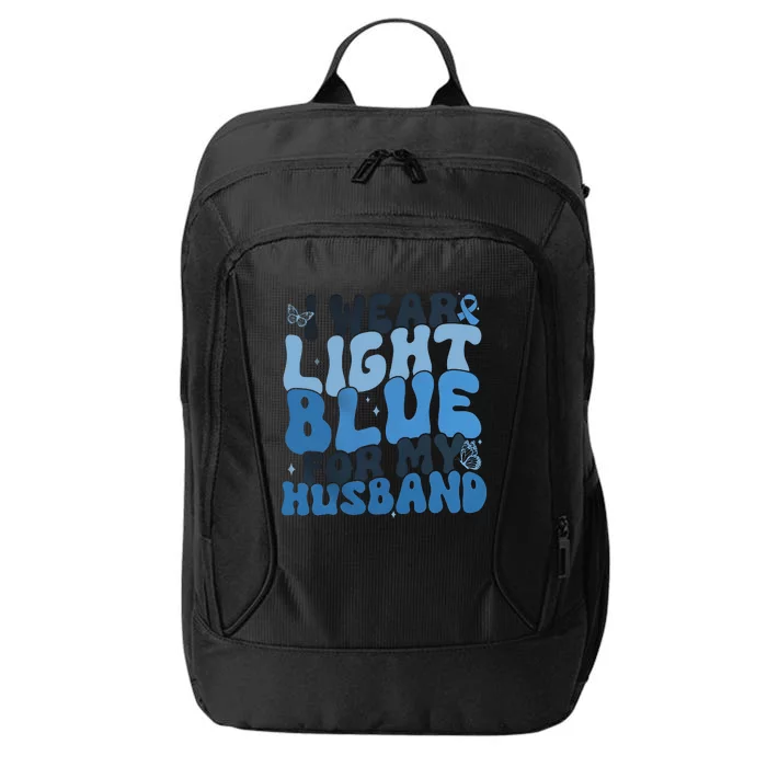 I Wear Light Blue For My Husband Prostate Cancer City Backpack