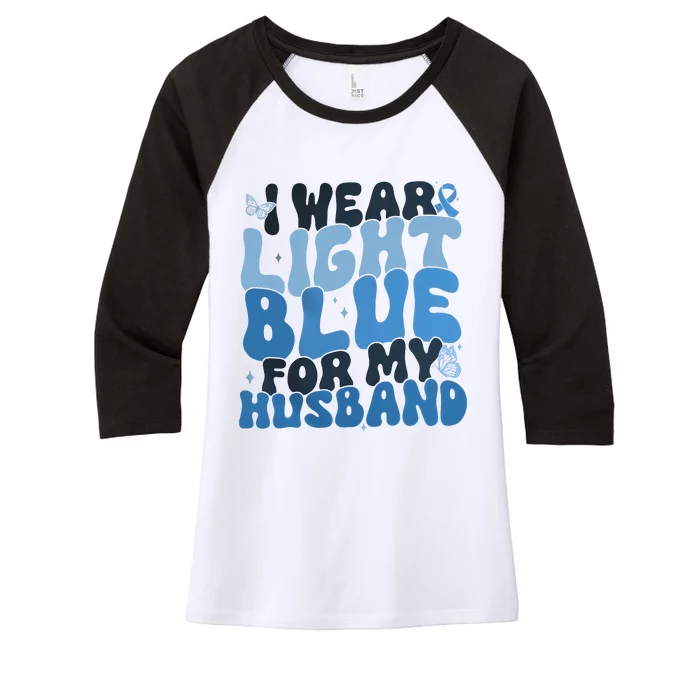 I Wear Light Blue For My Husband Prostate Cancer Women's Tri-Blend 3/4-Sleeve Raglan Shirt