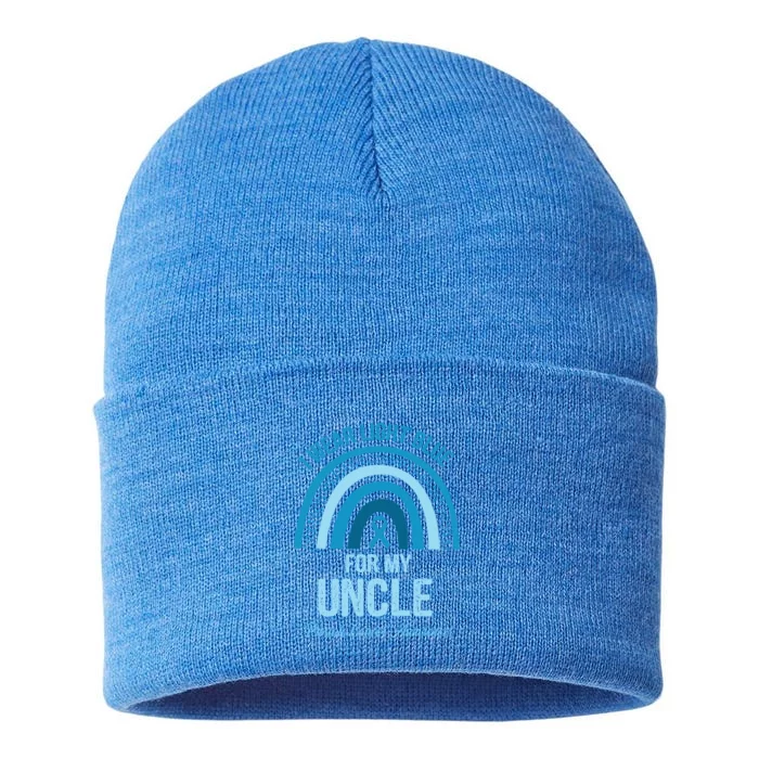 I Wear Light Blue For My Uncle Prostate Cancer Awareness Gift Sustainable Knit Beanie