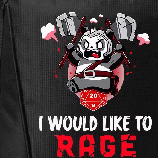 I Would Like To Rage Barbarian Panda Tabletop Gamers City Backpack