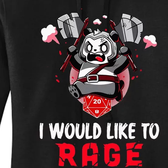 I Would Like To Rage Barbarian Panda Tabletop Gamers Women's Pullover Hoodie