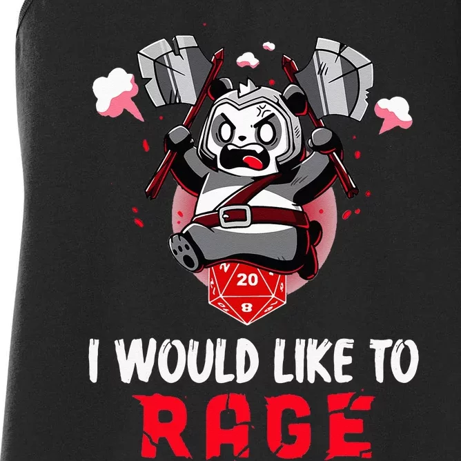 I Would Like To Rage Barbarian Panda Tabletop Gamers Women's Racerback Tank