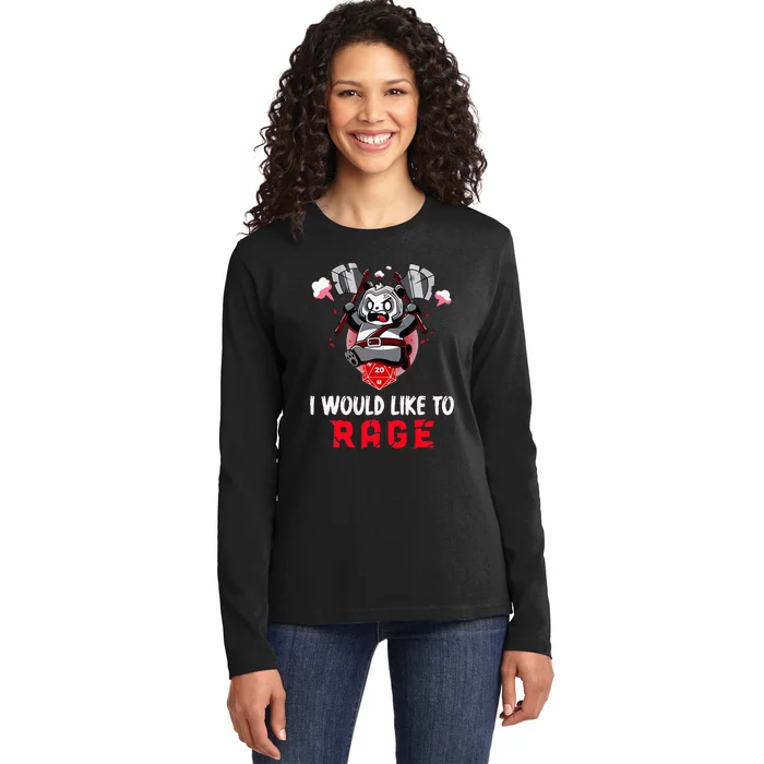 I Would Like To Rage Barbarian Panda Tabletop Gamers Ladies Long Sleeve Shirt