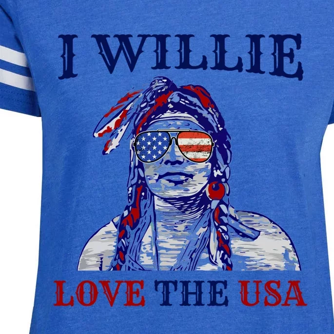 I Willie Love The Usa Gift Proud American Funny 4th Of July Cool Gift Enza Ladies Jersey Football T-Shirt