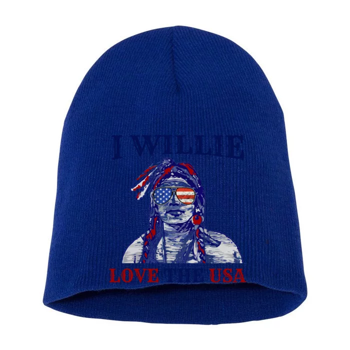 I Willie Love The Usa Cool Gift Proud American Funny 4th Of July Gift Short Acrylic Beanie