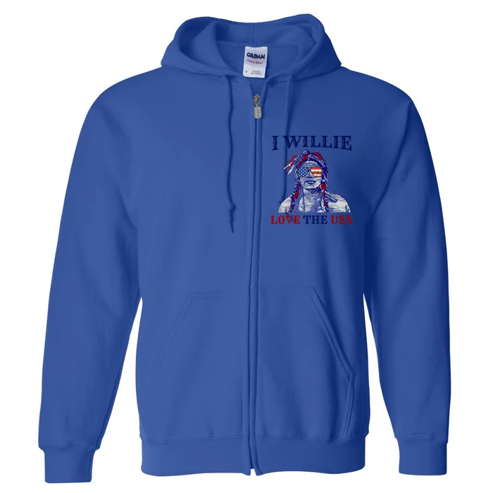 I Willie Love The Usa Cool Gift Proud American Funny 4th Of July Gift Full Zip Hoodie