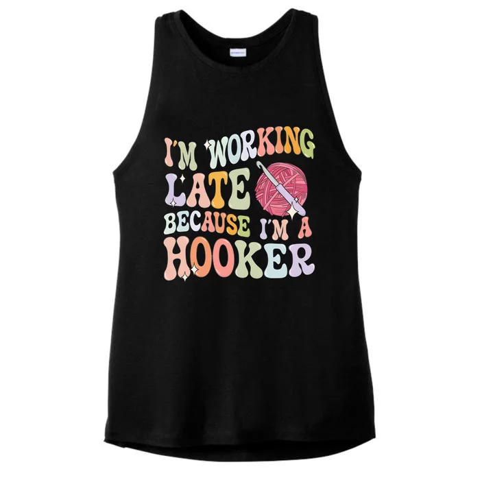 IM Working Late IM A Hooker Ladies Tri-Blend Wicking Tank