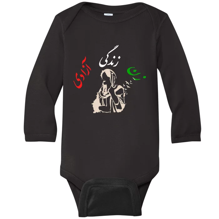 Iranian Women Life Freedom Zan Zendegi Azadi Baby Long Sleeve Bodysuit