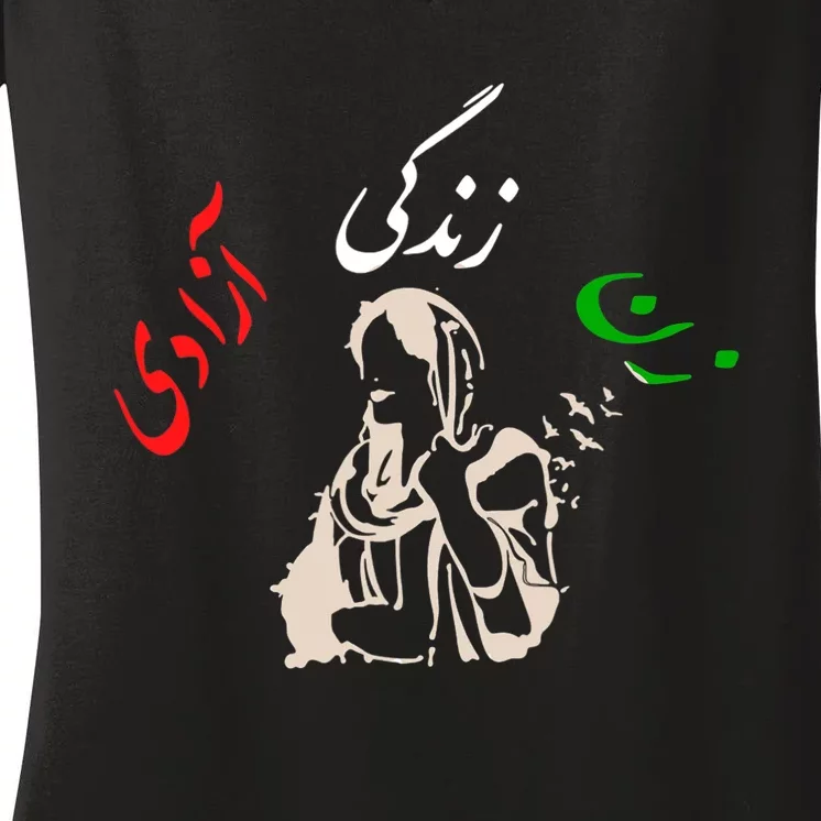 Iranian Women Life Freedom Zan Zendegi Azadi Women's V-Neck T-Shirt