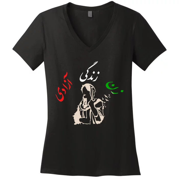 Iranian Women Life Freedom Zan Zendegi Azadi Women's V-Neck T-Shirt