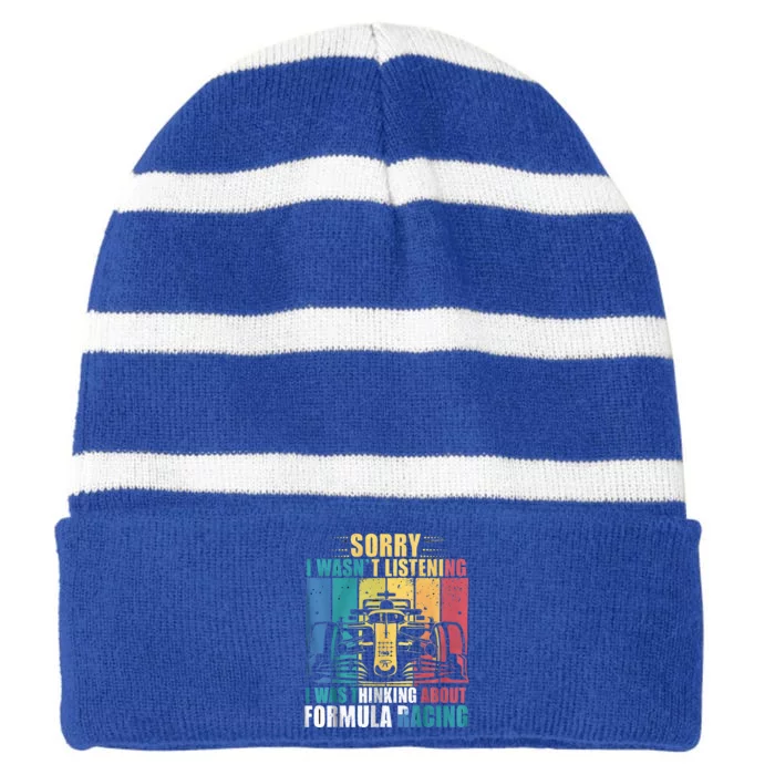 I WasnT Listening I Was Thinking About Formula Racing Striped Beanie with Solid Band