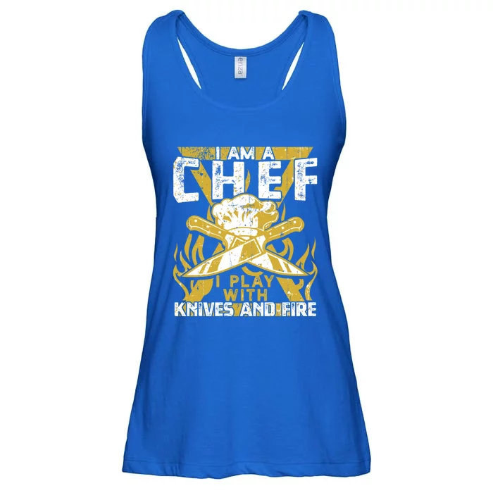 I Was Made To Play With Knives And Fire For Skilled Chef Gift Ladies Essential Flowy Tank