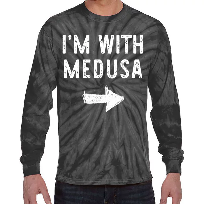 IM With Medusa Costume Halloween Matching Couple Tie-Dye Long Sleeve Shirt