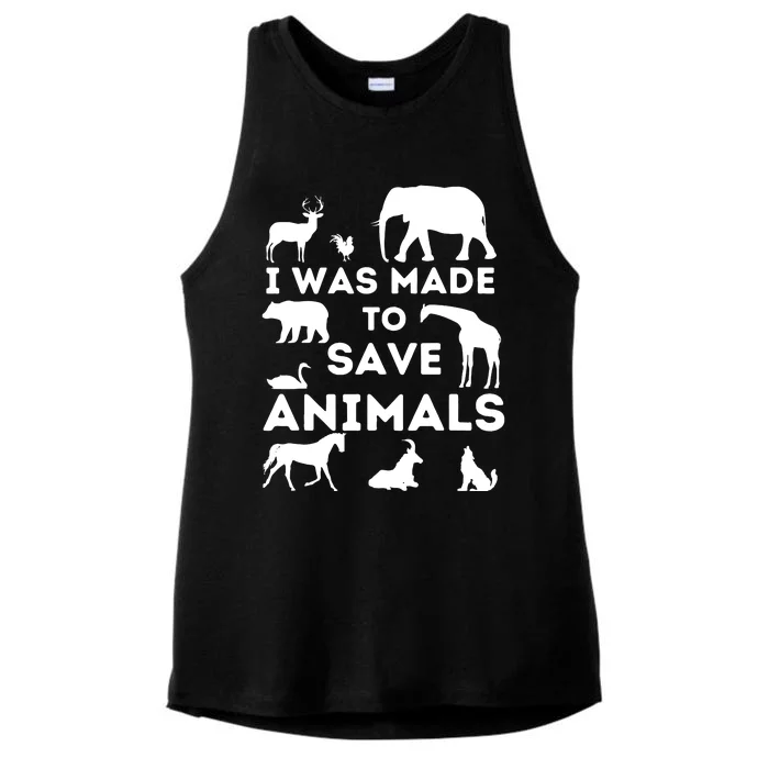 I Was Made To Save Animals Animal Rescue Protection Ladies Tri-Blend Wicking Tank