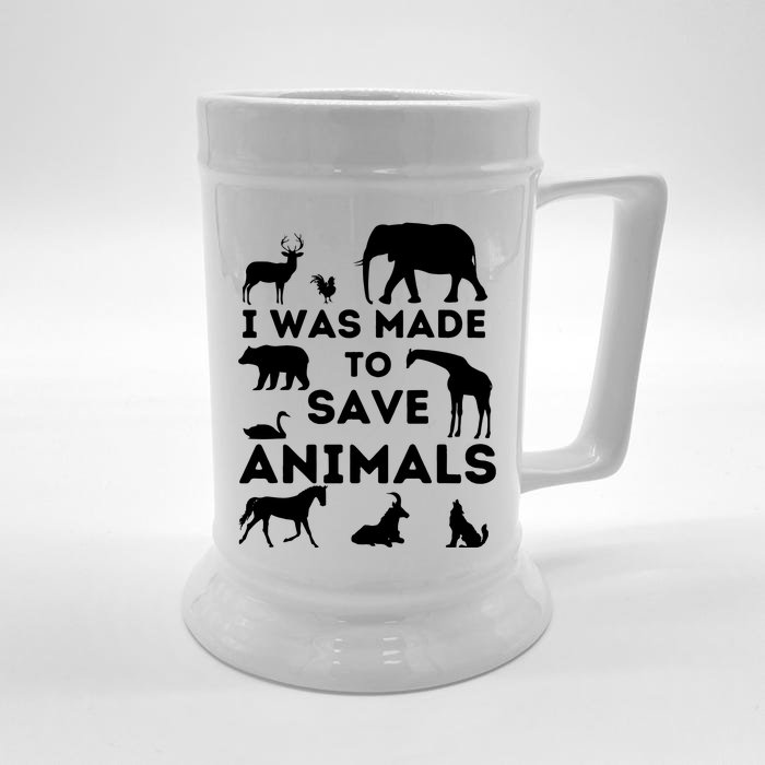 I Was Made To Save Animals Animal Rescue Protection Front & Back Beer Stein