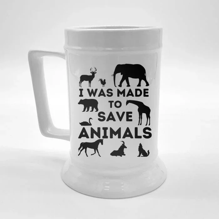 I Was Made To Save Animals Animal Rescue Protection Front & Back Beer Stein