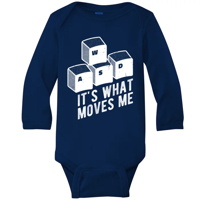 Its What Moves Me Game Wasd Keyboards Gamer Minimal Outfit Gift Baby Long Sleeve Bodysuit