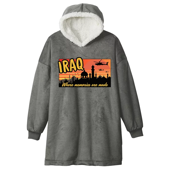 Iraq Where Memories Are Made Oif  Military Tourist Retro Hooded Wearable Blanket