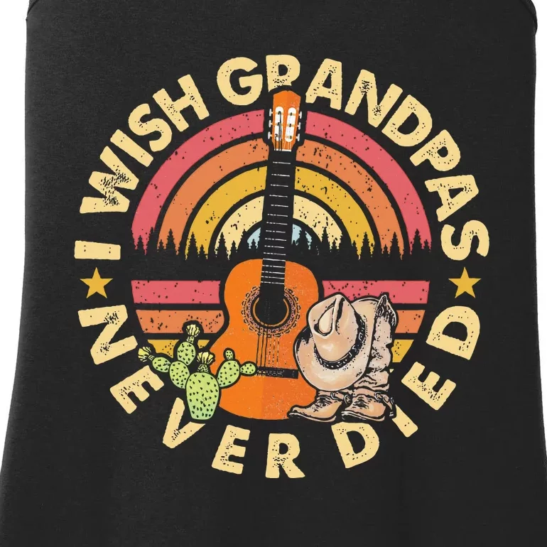 I Wish My Grandpas Never Died Classic Guitar Country Music Ladies Essential Tank