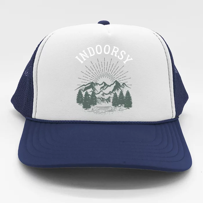 Indoorsy Wo Mom Ironic Outdoorsy Christmas Birthday Trucker Hat