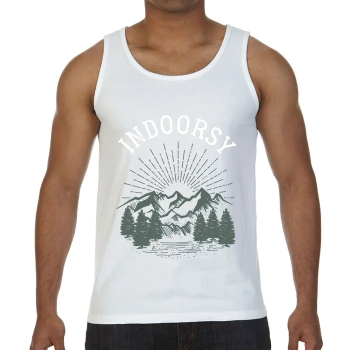 Indoorsy Wo Mom Ironic Outdoorsy Christmas Birthday Comfort Colors® Tank Top